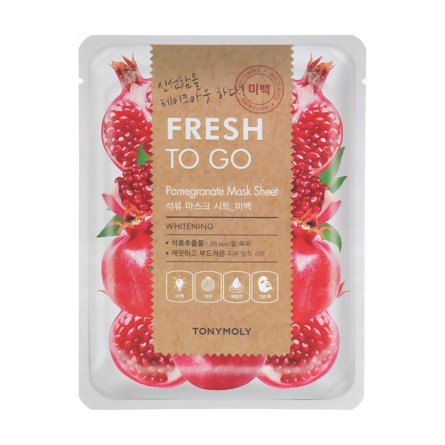 Тканинна маска для обличчя Tony Moly Fresh To Go Pomegranate Mask Sheet Whitening з екстрактом граната, 25 г